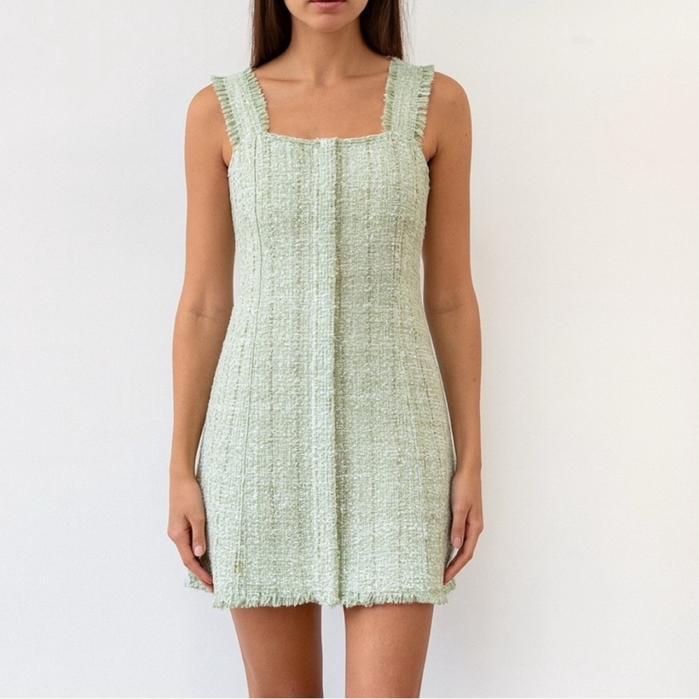 House of Harlow 1960 Tweed Green Mini Dress womens size small